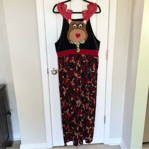 No Boundaries Juniors Christmas Reindeer Velour Jumpsuit Overalls Size XL